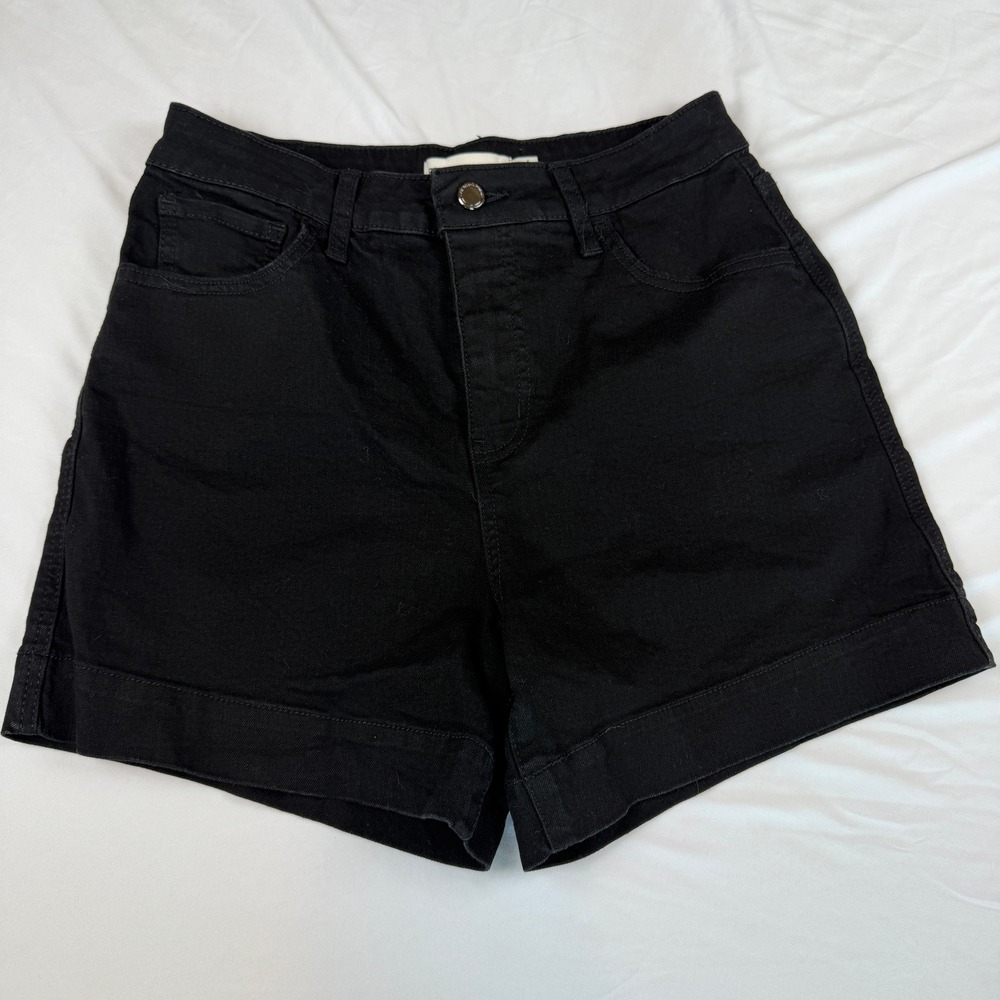 Rebecca Minkoff Women Black High Waisted Cuffed Denim Shorts Size 4
